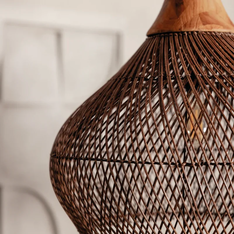 Hängelampe Rattan, braun