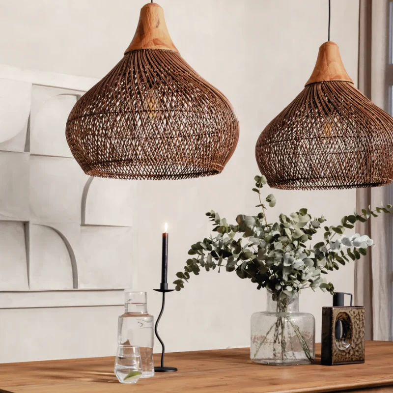 Hängelampe Rattan, braun