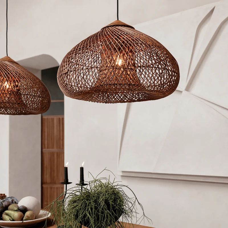 Hängelampe Rattan, braun
