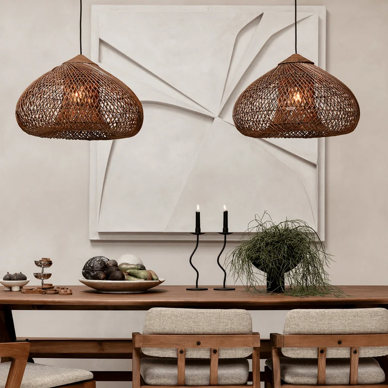 Hängelampe Rattan, braun