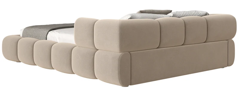 Upholstered bed 120x200 cm Stormi, rollable frame, beige chenille, hydrophobic, easy-clean