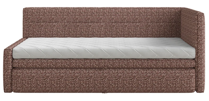 Jugendbett 90x200 cm Nesmi, ausziehbar, rechtsseitig, mit Matratzen, braunes Geflecht