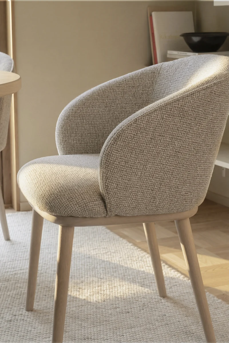 Polsterstuhl June beige, Eiche hell