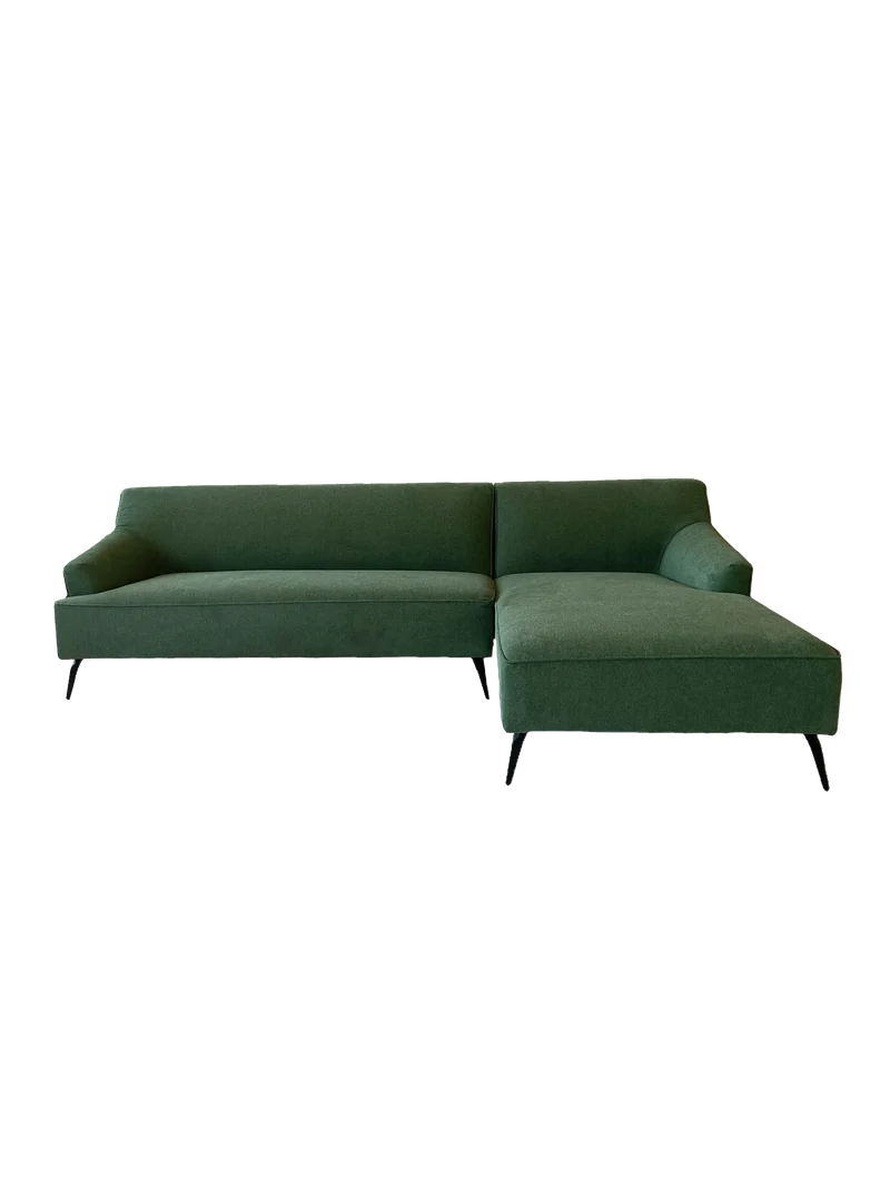 Ecksofa | Lars 11 in Tannengrün mit Metall-Füßen