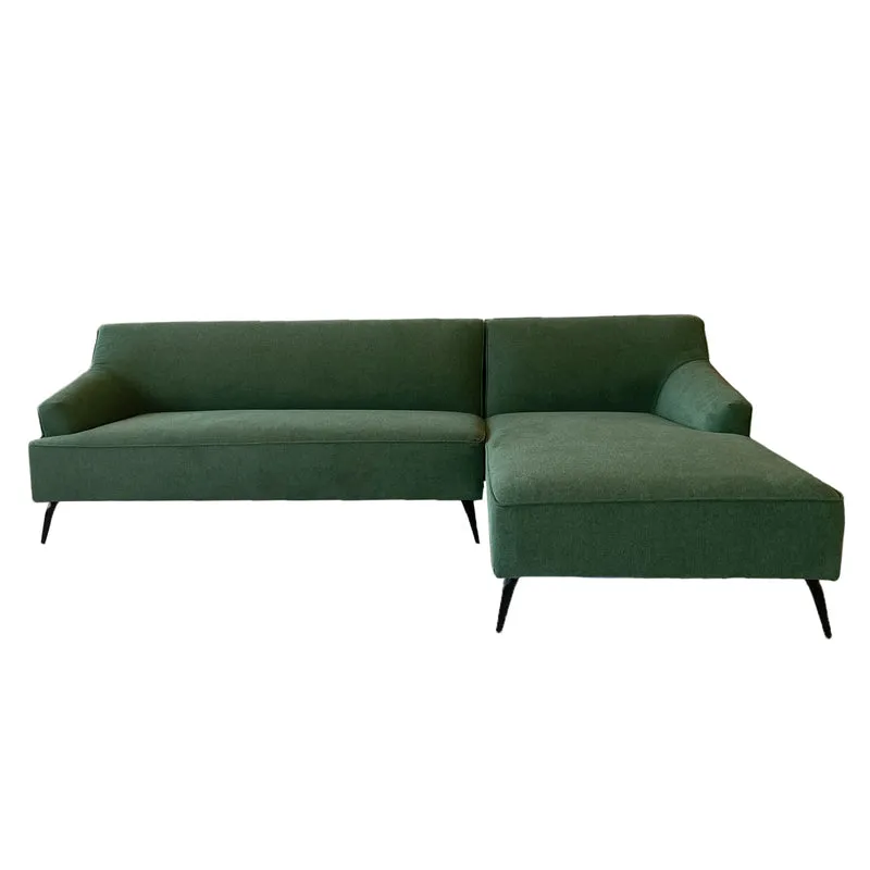 Ecksofa | Lars 11 in Tannengrün mit Metall-Füßen