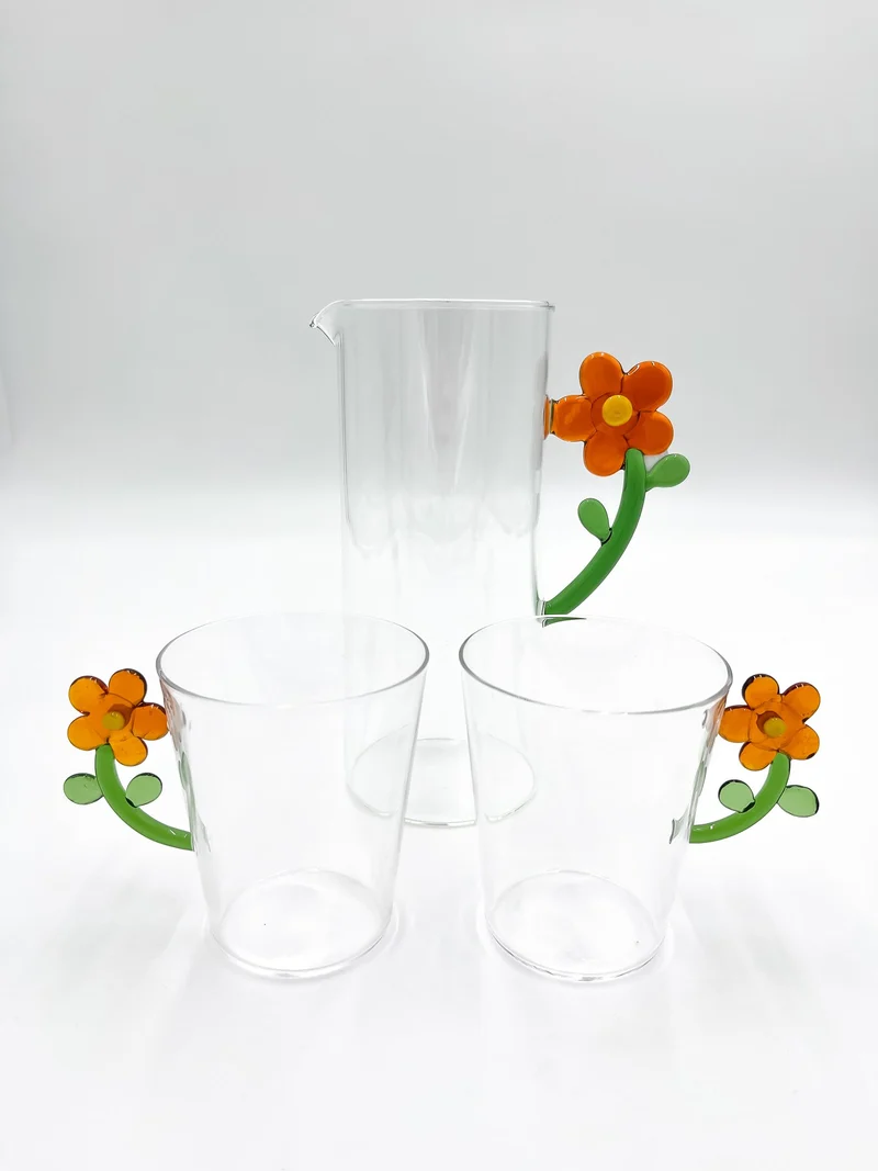 mug en verre 3D fleur
