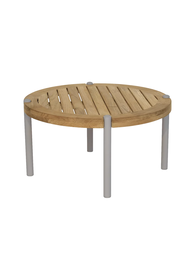 Beistelltisch Taro ø 65x35 cm Aluminium greige Teak
