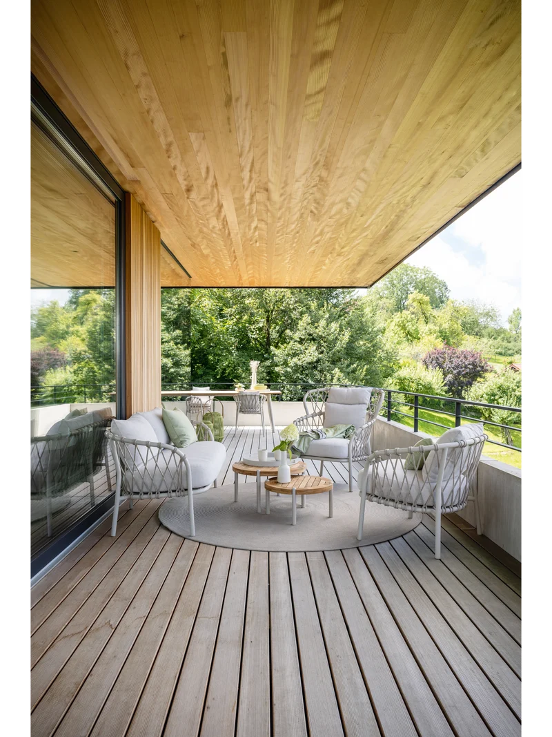 Beistelltisch Taro ø 55x28 cm Aluminium greige Teak