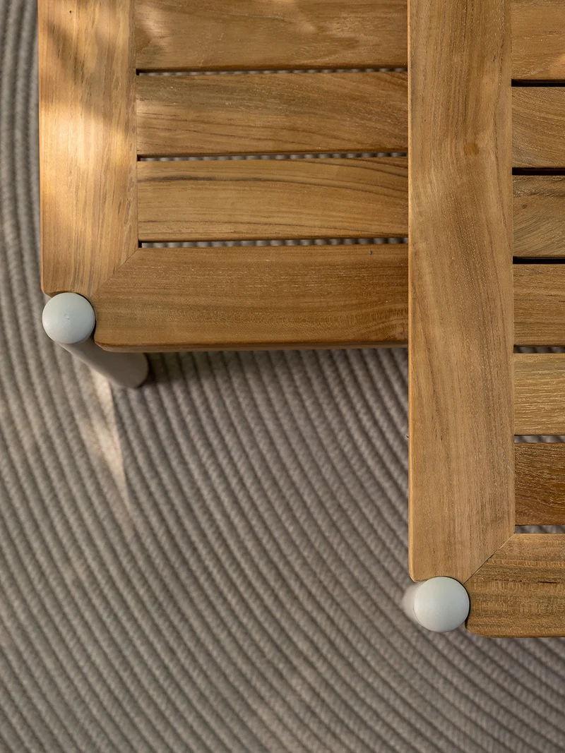 Beistelltisch Taro 80x60x35 cm Aluminium greige Teak