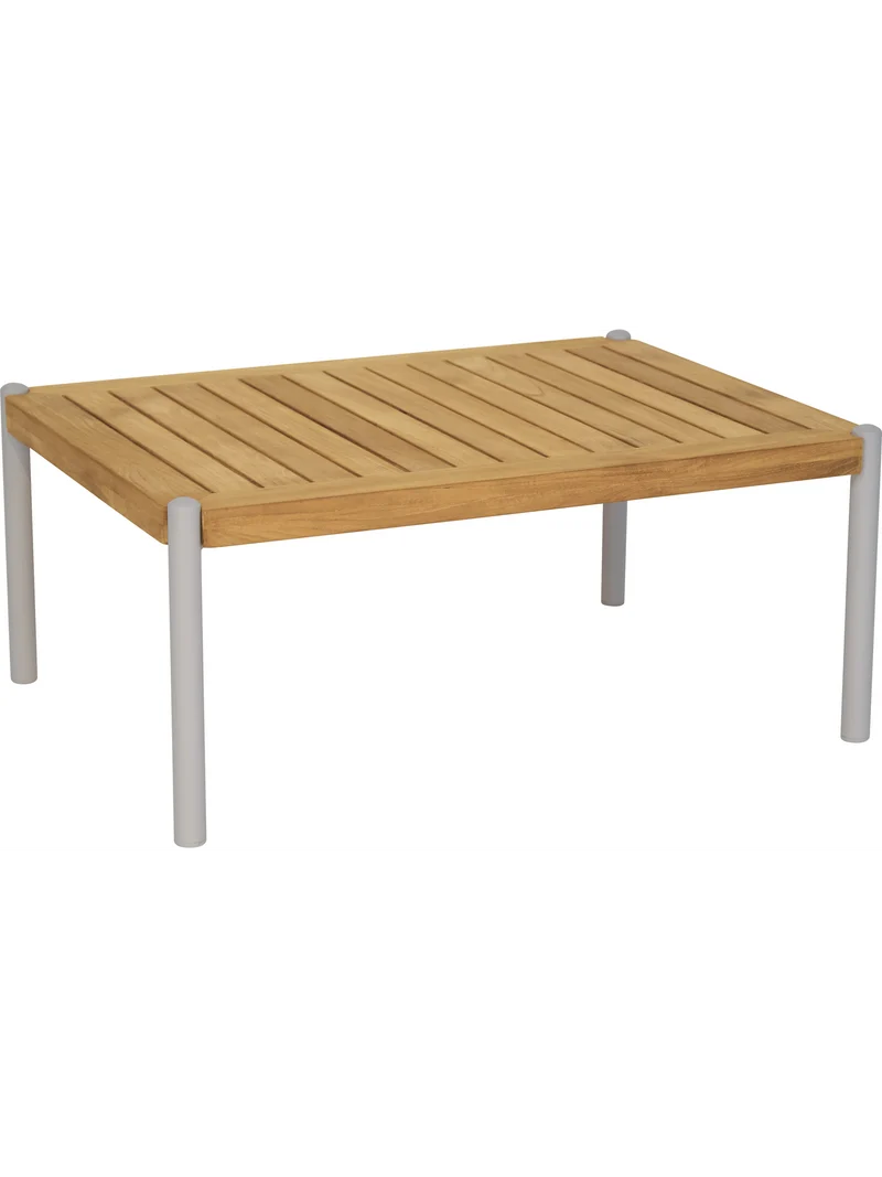 Beistelltisch Taro 80x60x35 cm Aluminium greige Teak