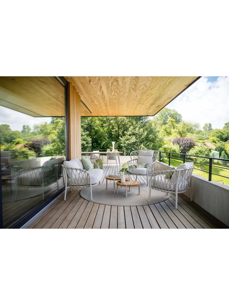 Beistelltisch Taro 50x50x28 cm Aluminium greige Teak