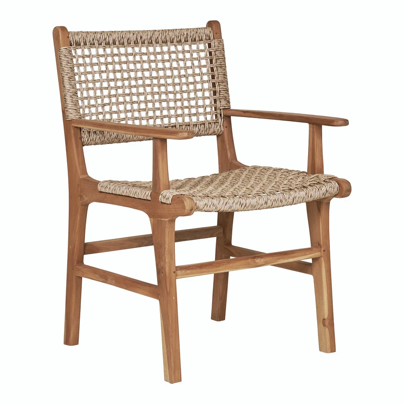 Rattanstuhl mit Armlehne, naturfarben