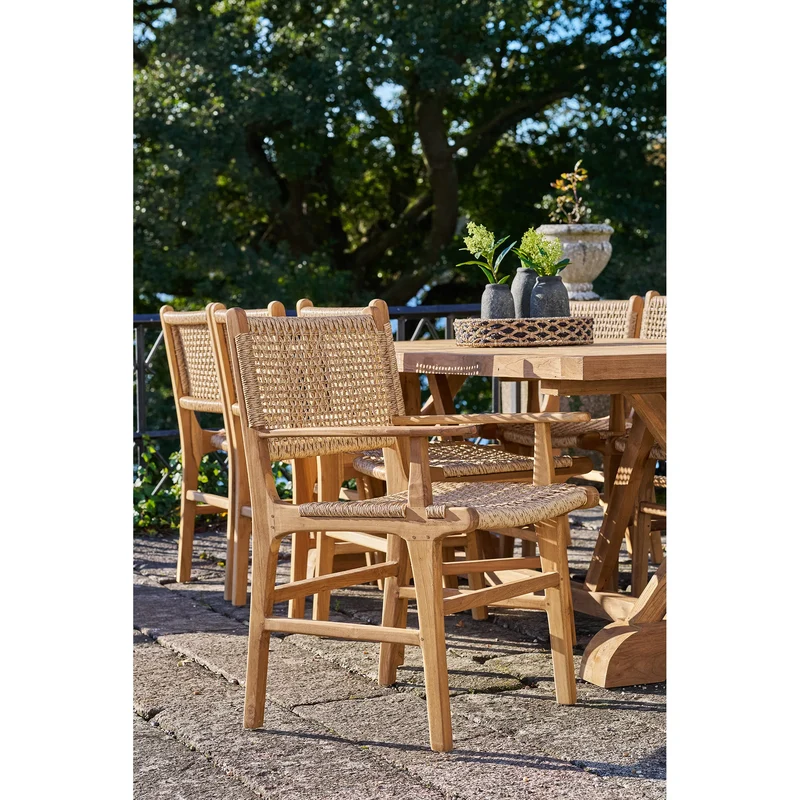Rattanstuhl mit Armlehne, naturfarben