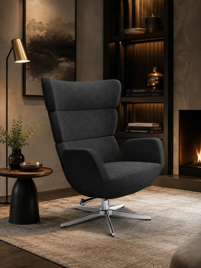 Stoffsessel | "Tommy" in Facet Black ohne Kippfunktion