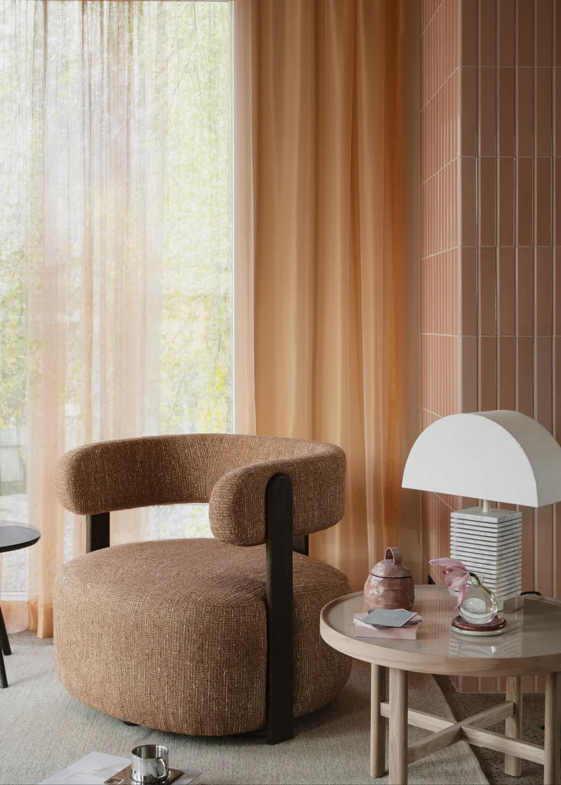 Loungechair safran, Eiche braun