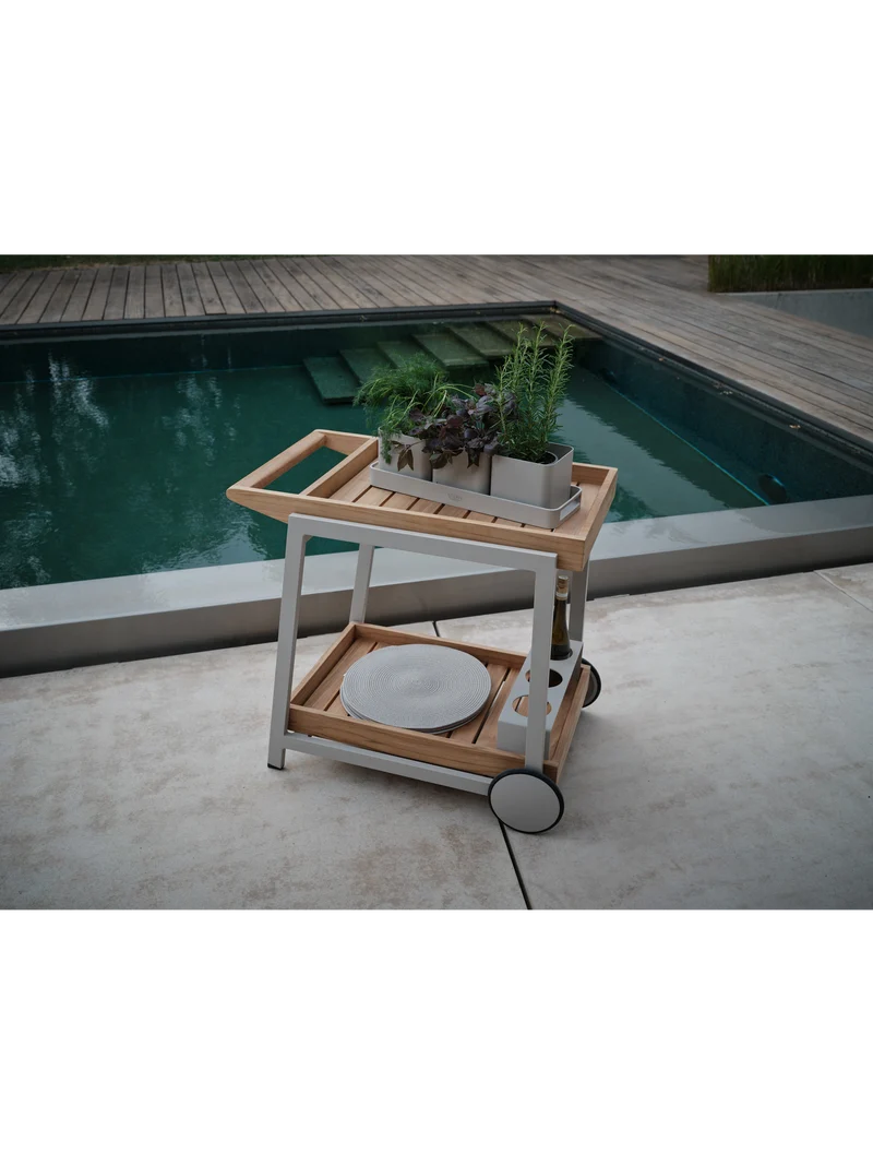 Servierwagen Frido 86x58x77 cm Aluminium greige Teak FSC®-zertifiziert