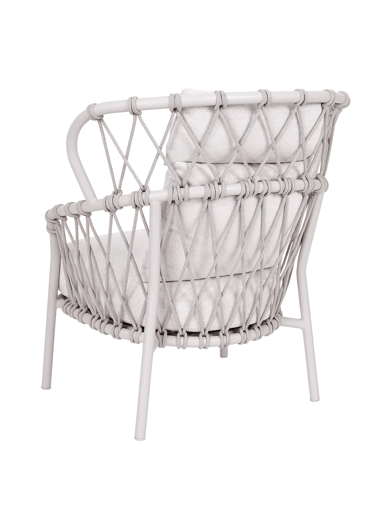 Pfauen-Sessel Klea Aluminium greige Kordel greige Kissenset 100% Polyacryl Vanilla