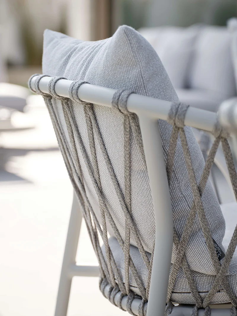 Sessel Klea Aluminium greige Kordel greige Kissenset 100% Polyacryl Vanilla