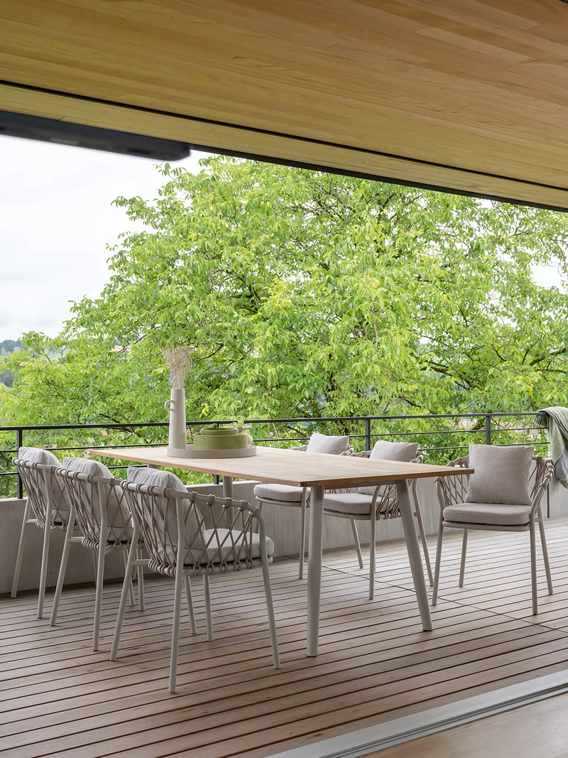Sessel Klea Aluminium greige Kordel greige Kissenset 100% Polyacryl Vanilla
