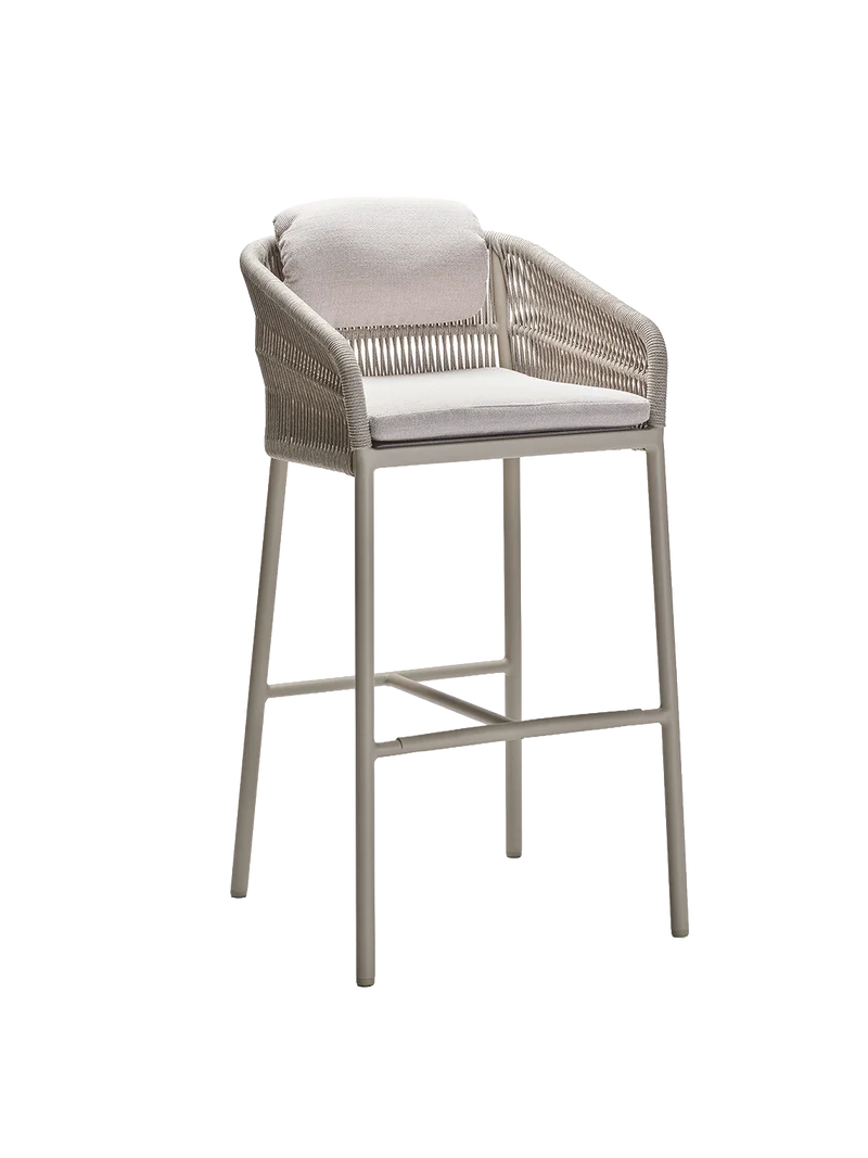 Barsessel Jella Aluminium greige Kordel greige Kissenset 100% Polyacryl Vanilla