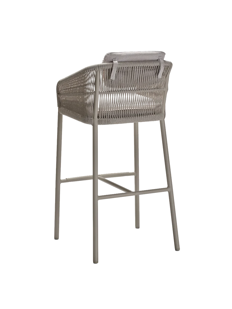 Barsessel Jella Aluminium greige Kordel greige Kissenset 100% Polyacryl Vanilla
