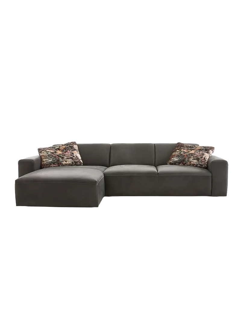 Ecksofa | "Edmonton" in Leder Brandmark - Anthrazit