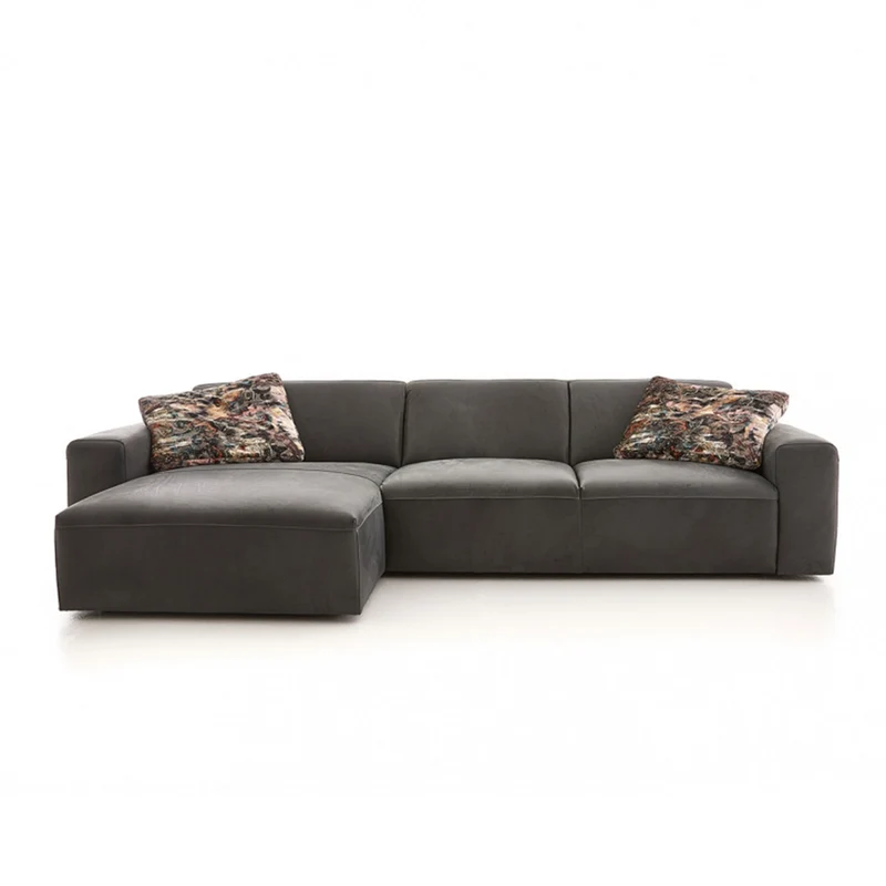 Ecksofa | "Edmonton" in Leder Brandmark - Anthrazit