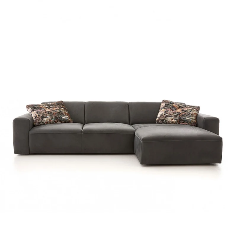 Ecksofa | "Edmonton" in Leder Brandmark - Anthrazit