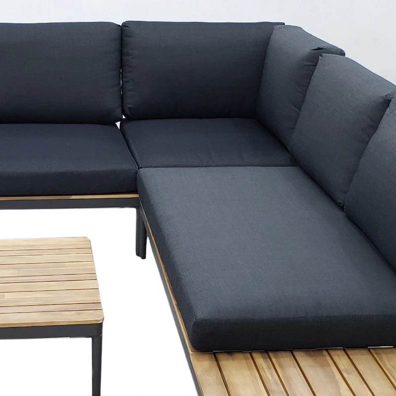 Outdoor Ecklounge Göteborg mit Tisch, Akazie - anthrazit, natur