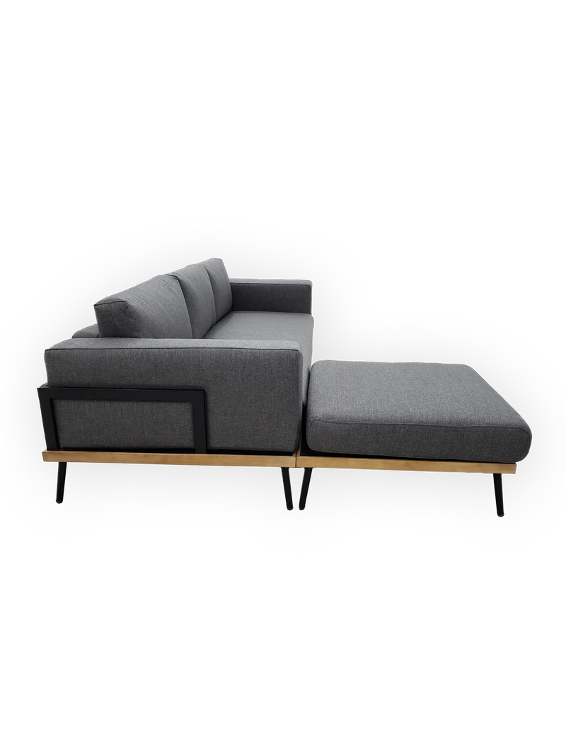 Outdoor Lounge mit Hocker „Vive“ – Akazie in Teak-Optik