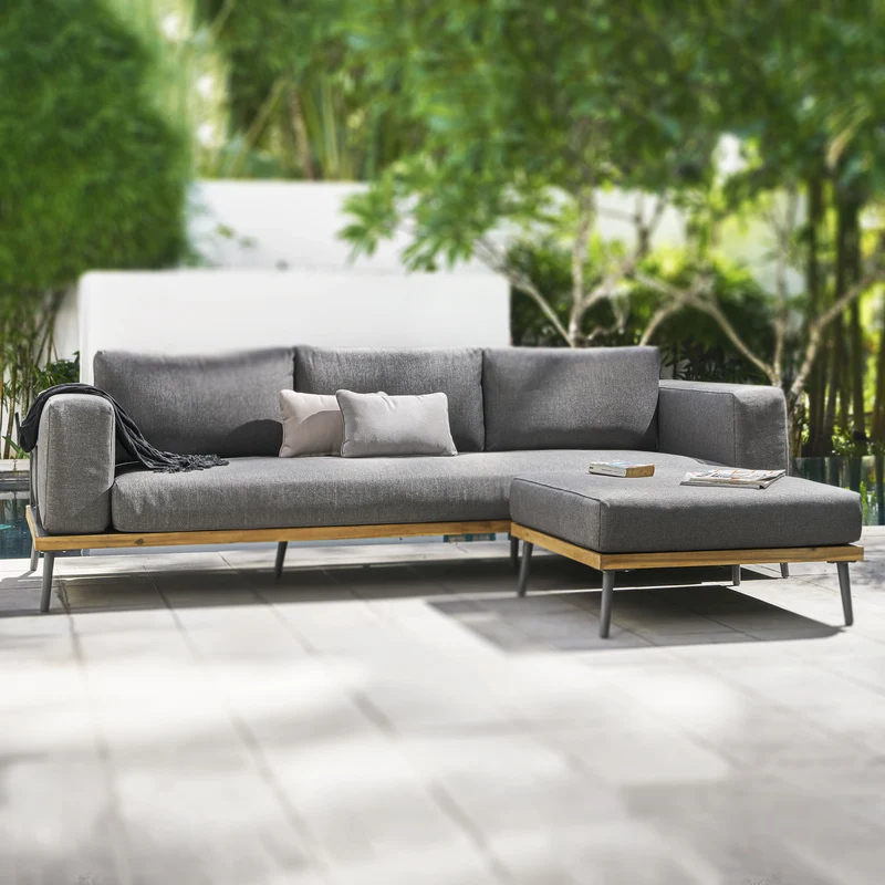 Outdoor Lounge mit Hocker „Vive“ – Akazie in Teak-Optik