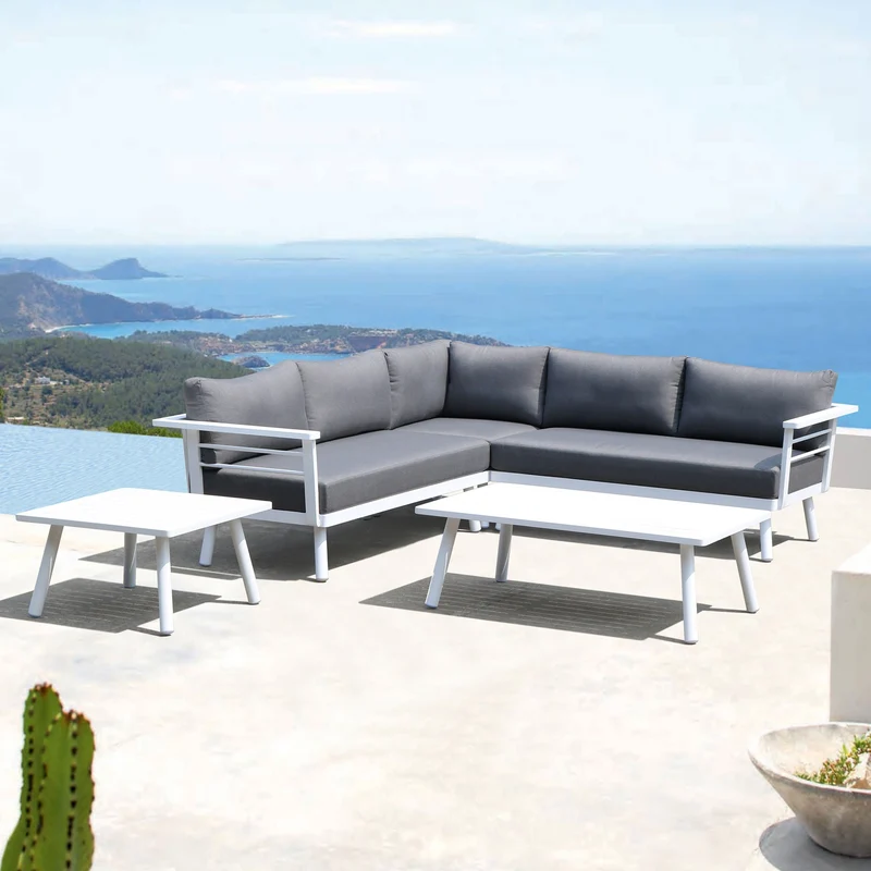 Outdoor Ecklounge Miami, Aluminium - weiß, grau
