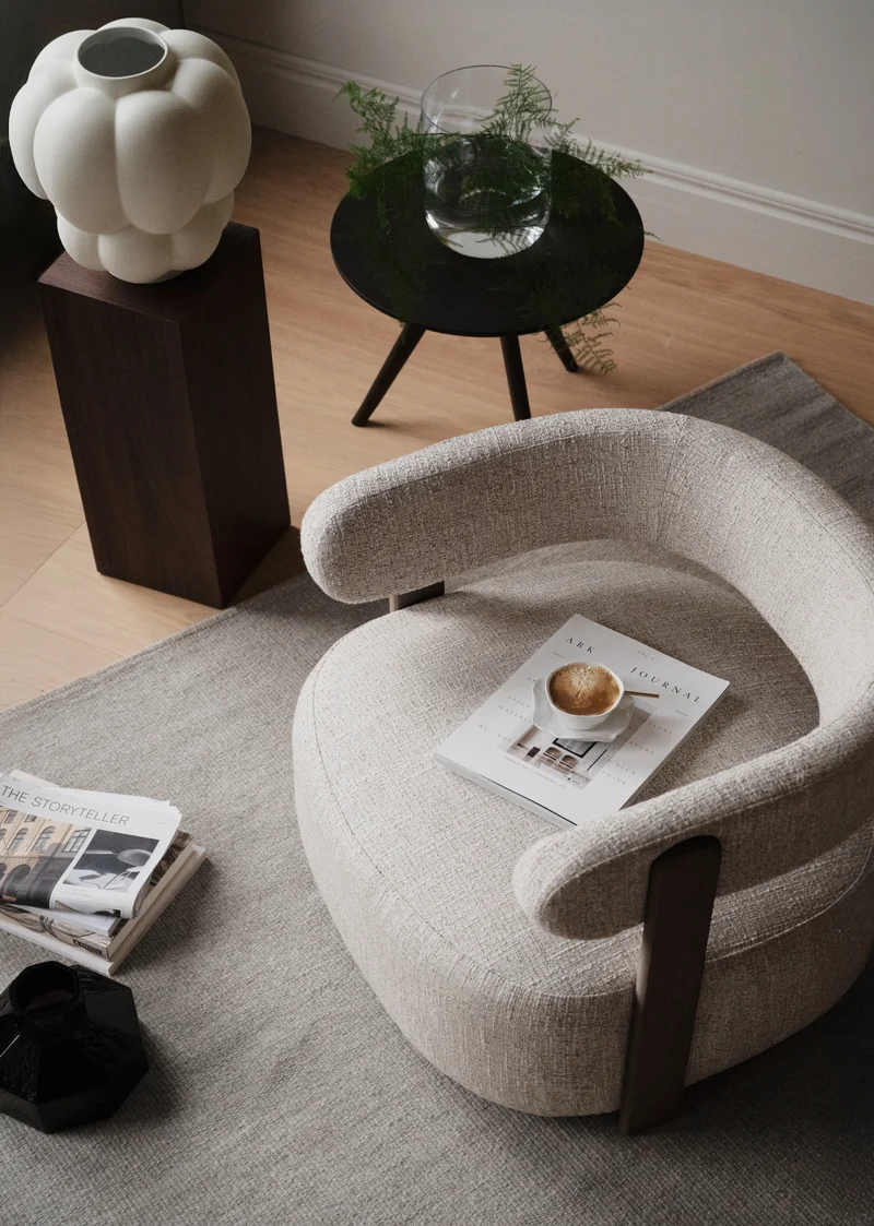 Loungechair beige, Eiche braun