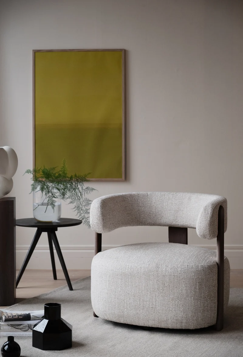 Loungechair beige, Eiche braun