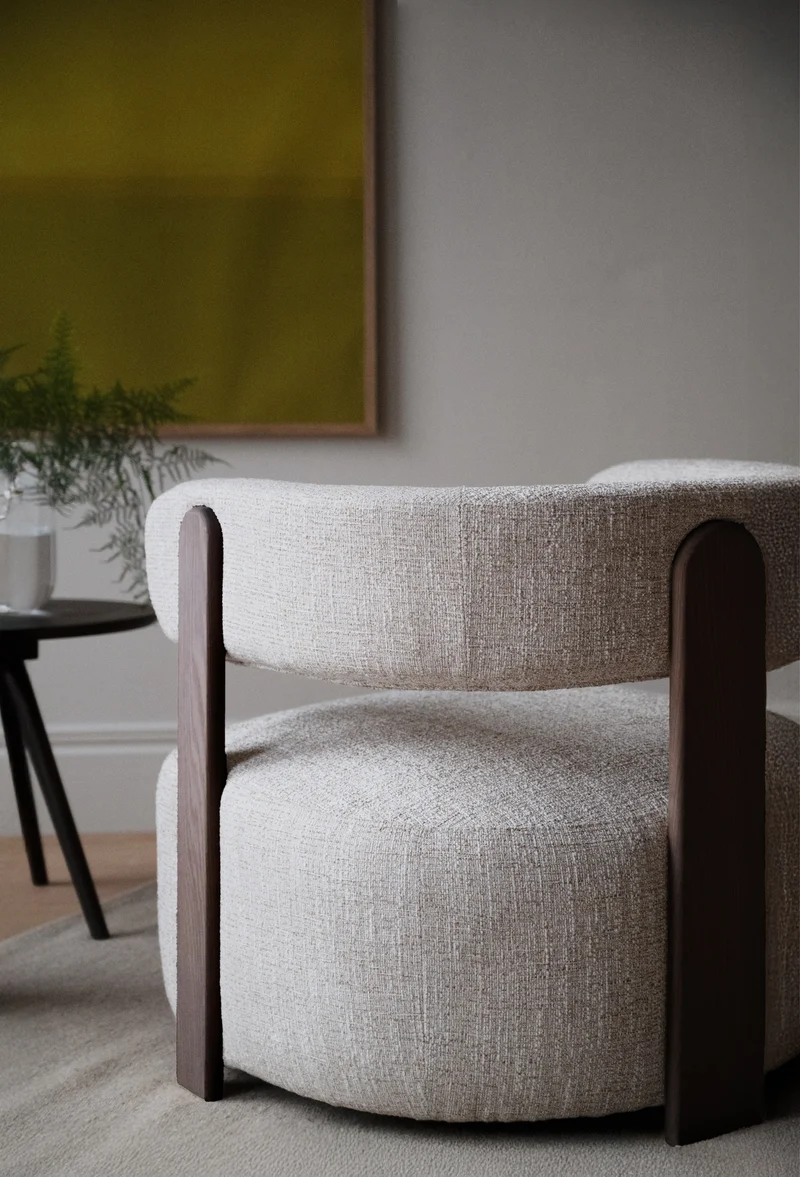 Loungechair beige, Eiche braun