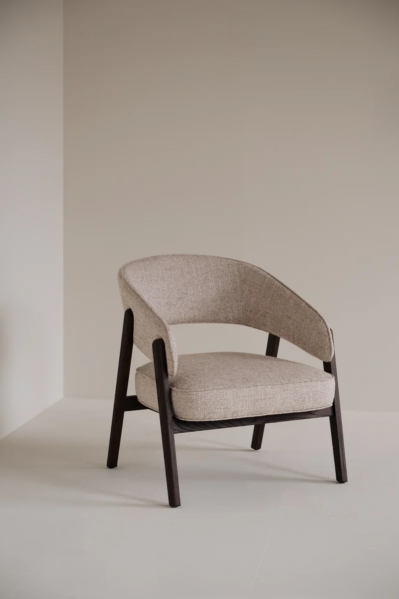 Loungechair Barn beige, Eiche braun