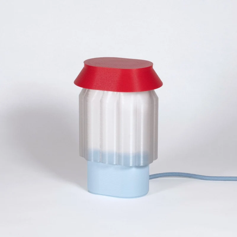 LAMPE NOUR - bleu ciel/rouge