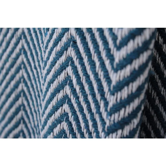 Couverture 100% coton zigzag à rayures _ TURQUOISE