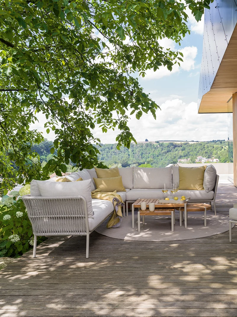 Eckelement Romy Lounge Aluminium greige Kissen 100% Polyacryl Vanilla