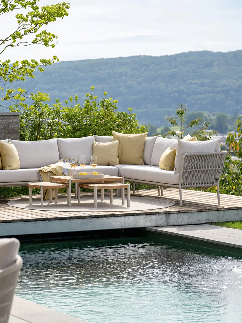 Eckelement Romy Lounge Aluminium greige Kissen 100% Polyacryl Vanilla