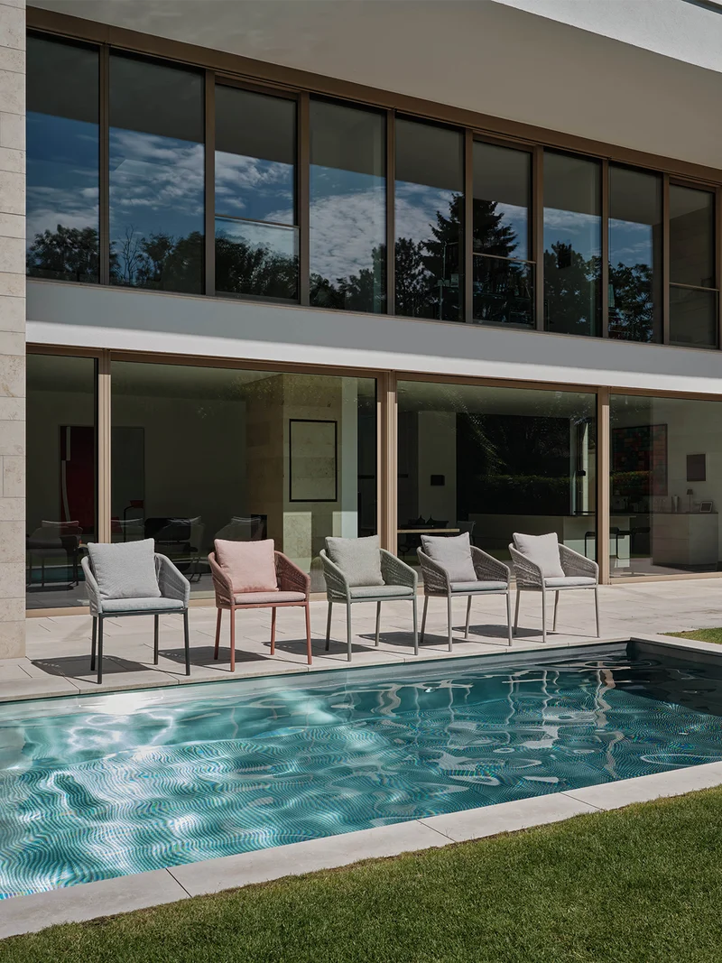 Stapelsessel Jella Aluminium greige Kordel greige Kissenset 100% Polyacryl Vanilla