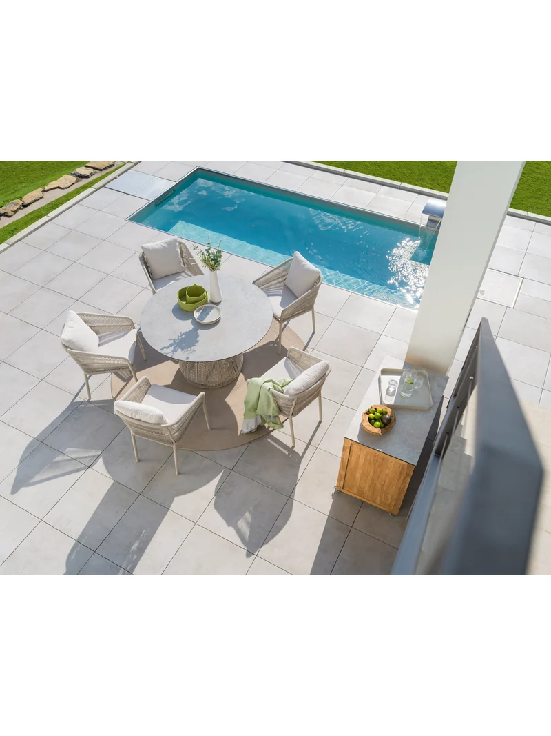 Stapelsessel Jella Aluminium greige Kordel greige Kissenset 100% Polyacryl Vanilla