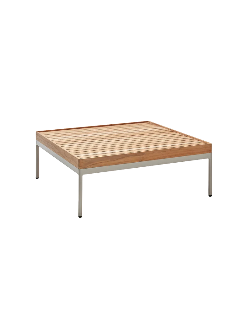 Beistelltisch Coco 80x80x29 cm Aluminium greige Tischplatte Teak FSC®-zertifiziert