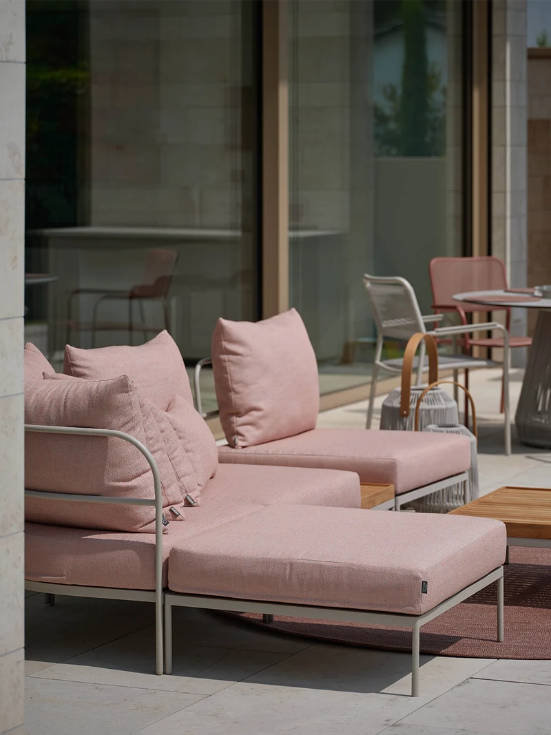 Eckelement Coco Lounge Aluminium greige Kissen 100% Polyacryl Lychee