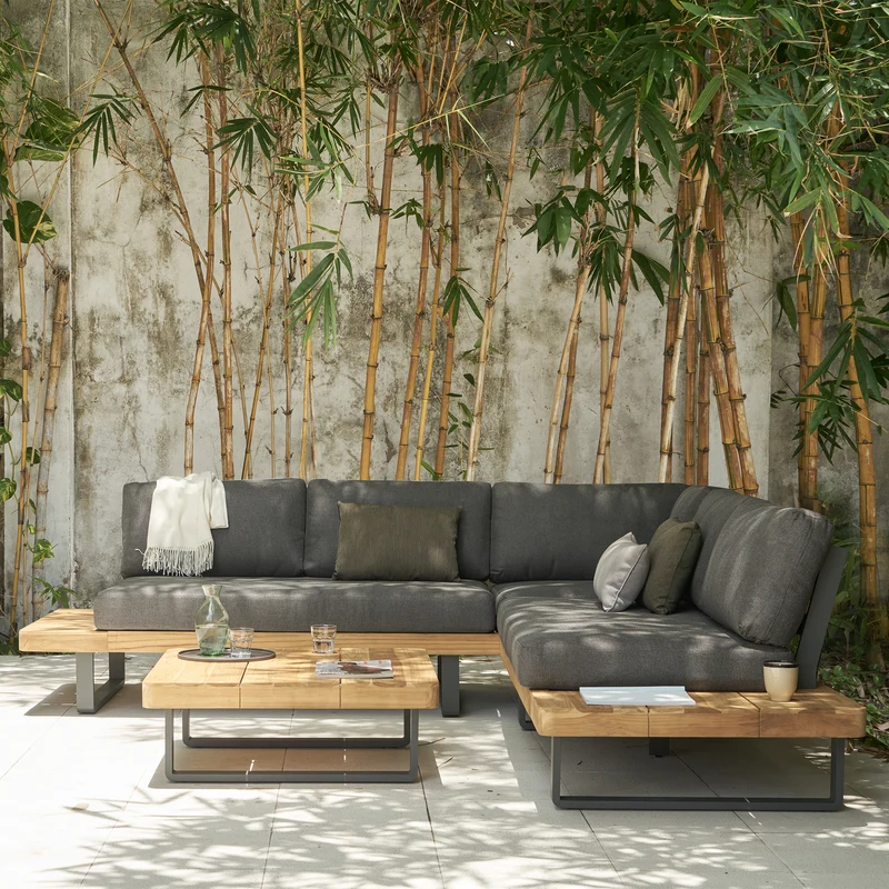 Outdoor Ecklounge Bahamas mit Tisch, Akazie - anthrazit, teak
