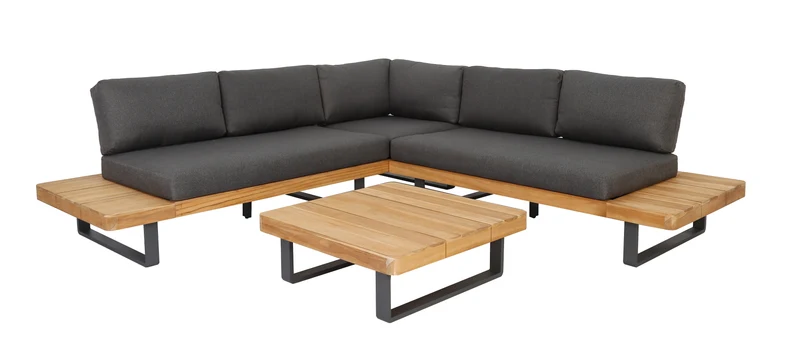 Outdoor Ecklounge Bahamas mit Tisch, Akazie - anthrazit, teak