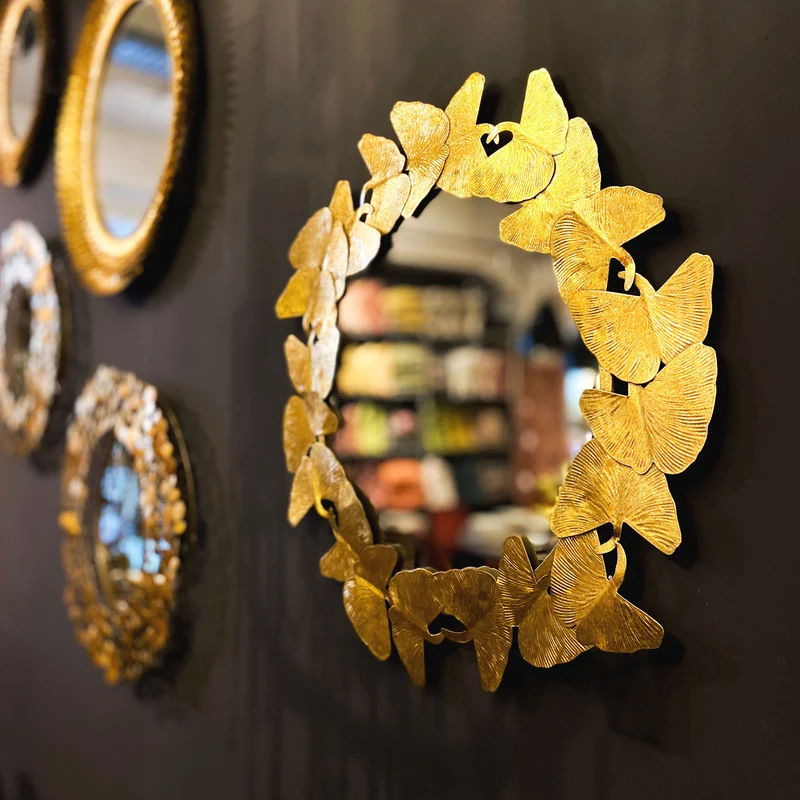 Wandspiegel | "Leaves" – Gold
