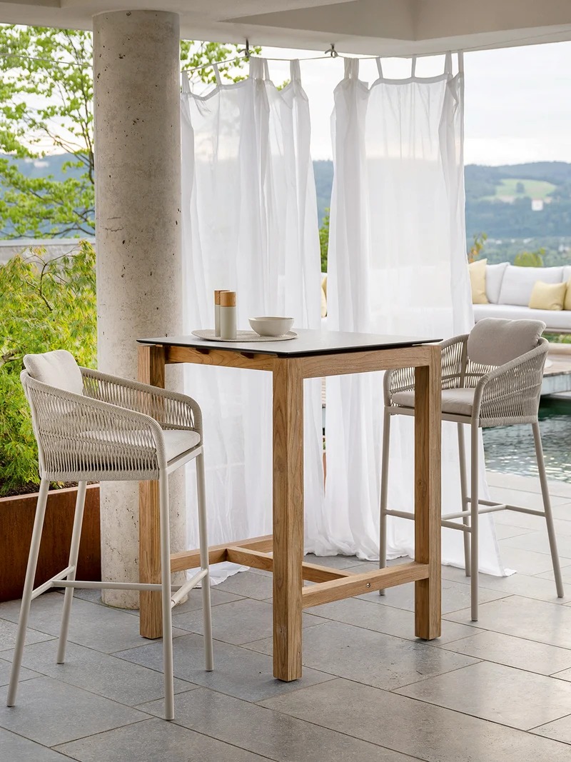 Bartischgestell Theo Old Teak für Tischplatte 80x80 cm