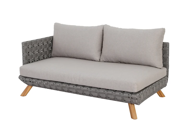 Outdoor Ecklounge Ego mit Hocker/Tisch, Wicker - beige, grau