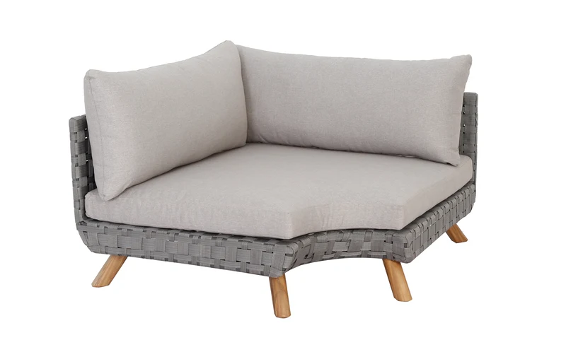 Outdoor Ecklounge Ego mit Hocker/Tisch, Wicker - beige, grau